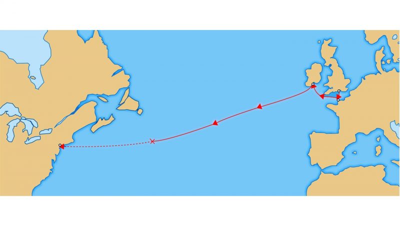 titanic sinking map location